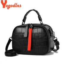 Yogodlns Leisure PU Leather Messenger Women Bag Ladies Shoulder Bags Contrast color Zipper Lattice Crossbody Bags Rivet Handbags 2024 - buy cheap