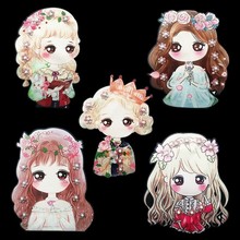 Desenhos animados costurar-em grânulos de impressão menina bordado remendos kawaii princesa apliques diy crianças roupas remendo emblemas entrega gratuita 2024 - compre barato