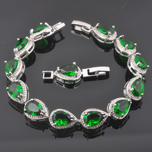 2020 New Water Drop Green Stone Cubic Zirconia Silver Color Wedding Jewelry For Women Jewelry Link Chain Bracelet SL0150 2024 - buy cheap