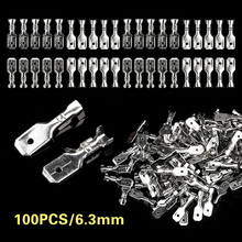 6.3mm Male Spade Terminals Kit 100Pcs/Set Electrical Wire Crimp Connectors Set 2024 - buy cheap