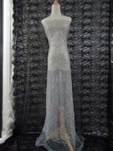 Блестящее французское вышитое кружево ткань с клееным блеском французская кружевная ткань для вечернего платья 2024 - купить недорого