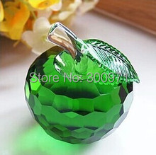 Transporte rápido grátis + fantasia verde de boa qualidade 60mm maçã de cristal para a decoração home/presente Do Natal 2024 - compre barato