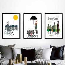 Triptych Modern London New York Paris City Travel Art Print Poster Hipster Wall Pictures Canvas Painting No Framed Home Decor 2024 - buy cheap