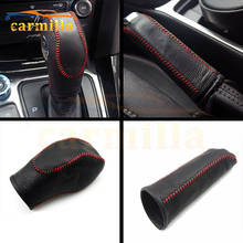 1Pc Leather Shift Knob Cover Gear Head Covers Hand Brake Cover for Ford Focus 3 MK3 AT LHD 2012 Black with Red Line Accessories 2024 - buy cheap