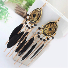 ZOSHI 2020 Long Tassel Fashion Feather Style Ethnic Boho Big Dangle Statement Earring Wedding Earrings Accessories Wholesale 2024 - buy cheap