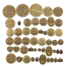 34~55Pcs/lot Mixed Round Square Letter Vintage Metal 2Colors Series Set Bracelets Charm Pendants Fashion Jewelry Making Findings 2024 - buy cheap