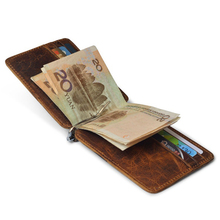 2018 NEW Wallet Men Leather Money Clip Metal  Thin Billfold Folded Clamp for Money Credit Card Case Cash Clips 12 Card Pocket K7 2024 - buy cheap