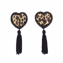 Women Leopard Nipple Cover Sexy Pasties Reusable Tepel Cover Heart Shape Breast Tape Tassel Tepel Cover 2024 - buy cheap