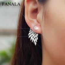 FANALA 2018 Women's Angel Wings Stud Earrings Fashion Rhinestone Alloy Feather Ear Studs Party Jewelry Earrings 2024 - buy cheap