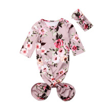 Newborn Baby Girl Floral Sleeping Bag Wrap Swaddle+Headband 2PCS Outfits 0-6M 2024 - buy cheap