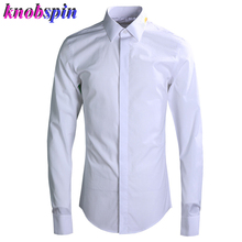 Brand Business Male Dress Shirt 2019 High quality 80% Cotton long sleeve Slim Casual Camisas Elegant Embroidery Solid men shirts 2024 - buy cheap