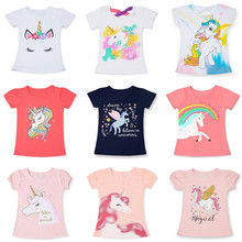 Camiseta de unicornio para niñas, ropa Unisex, camisetas de moda para niños, Tops de algodón para niños, vestido sin mangas de talla 2-7 2024 - compra barato