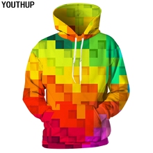 Мужская толстовка с капюшоном YOUTHUP, разноцветная Повседневная Толстовка с 3D рисунком в клетку, осень 2020 2024 - купить недорого