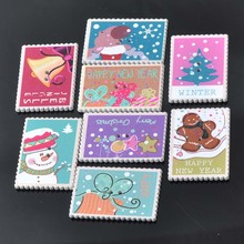 50pcs Stamp Pattern Christmas Painted Wooden Decorative Buttons Mixed Color 28x40mm Scrapbooking Craft Sewing Supplies MT0345 2024 - buy cheap