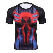 Мужская компрессионная летняя футболка с принтом «череп», «Человек-паук», Мужская 3D футболка, одежда для фитнеса, модная футболка с коротким рукавом для костюмированной вечеринки 2024 - купить недорого