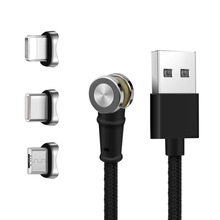 Cabo micro usb redondo magnético, cabo 180 graus para carregamento iphone samsung tipo c cabo para telefone celular usb tipo c 2024 - compre barato