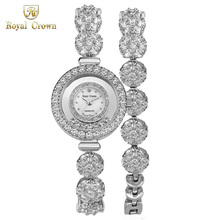 Relógio feminino com coroa real, pulseira longa luxuosa de cristal com zircônia cúbica para mulheres 2024 - compre barato