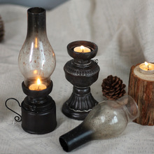 Resina criativa artesanato em casa suporte de velas decoração lanterna enfeites nostálgico estilo antigo vintage lâmpada a querosene 2024 - compre barato