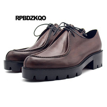 Plus Size Homens Derby Pista De Luxo Marrom de Couro Genuíno Sapatos de Plataforma Do Dedo Do Pé Apontado Lace Up Oxfords Marca Preto Moda Trepadeiras 2024 - compre barato