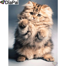 DIAPAI-pintura de diamante 5D DIY "gato Animal", cuadrados o redondos de imitación bordado de diamantes, estilo punto de cruz, decoración 3D, A22402 2024 - compra barato