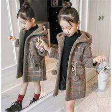 Новое зимнее и весеннее теплое модное шерстяное пальто с подкладкой для девочек 2024 - купить недорого