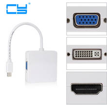 Mini DisplayPort to VGA HDMI DVI Кабель-адаптер Mini DP to HDMI разъем Mini DP 3 в 1 конвертер для Macbook для монитора ТВ 15 см 2024 - купить недорого