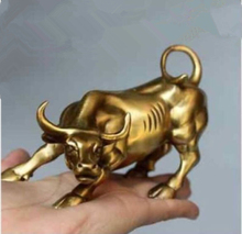 Wall Street Bronze brass fengshui wealth Fierce Bull OX Statue Metal crafts family decorations 2024 - buy cheap
