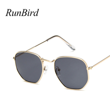 Runbird óculos de sol unissex hexagonal e plano, óculos de sol nova marca de designer vintage para mulheres e homens, espelhado e rosa, 5046 2024 - compre barato