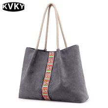 KVKY-Bolso de mano de lona para Mujer, bolsa de mano con estampado a la moda, de gran capacidad, estilo nacional, 2018 2024 - compra barato