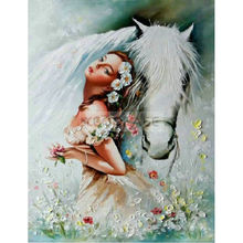 Diamond embroidery girl and horse Rhinestones Full square Drill Mosaic Kit 5D DIY Diamond Painting Cross Stitch flowers icon 2024 - buy cheap