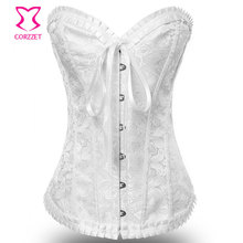 White Corset Bridal Korsett For Women Corselet Overbust Paisley Pattern Corsets and Bustiers Gothic Clothing Wedding Lingerie 2024 - buy cheap