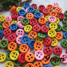 250pcs 9mm  Mixed Color 4 hole mini wooden shirt buttons for sewing scrapbooking craft  diy accessories wholesale 2024 - buy cheap