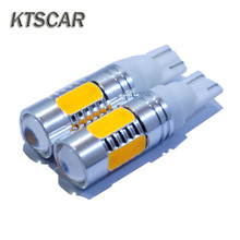 KTSCAR 2PCS T10 194 168 192 W5w 7.5w 5 Cob With Lens Car Led Light Bulb White Yellow Red Wedge Parking Lamps auto  motorcycle 2024 - buy cheap