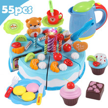 Children DIY Pretend Play Fruits Cutting Birthday Cake Kitchen Food Toys Cocina De Juguete Toy Colorful Girls Birthday Gift Kids 2024 - buy cheap