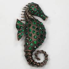Rhinestone Green brooch Seahorse Pin brooches C659 M3 2024 - buy cheap