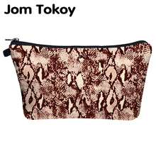 Сумка для косметики Jom Tokoy, многофункциональная косметичка со змеиным принтом, сумка-Органайзер, женская косметичка 2024 - купить недорого