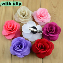 10pcs/lot 6cm Handmade Burlap Fabric Rose Flower With Hair Clips girls Hair Accessories U Pick Color FC103 2024 - buy cheap