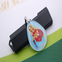 Catholic Mercy Heart Virgin Mary Medal Jewelry, Red Heart Virgin Mary Jewelry Mercy Heart Jesus Cross Medal Gift 2024 - buy cheap