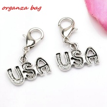 MIC 20pcs  Zinc Alloy  USA  Charm  Bead  with Lobster Clasp  Fit Charm Bracelet 24 x16mm  cv21 2024 - buy cheap