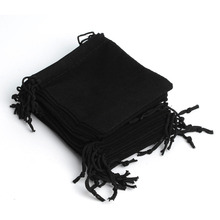 New 100pcs 12*10Cm Black Velvet Gift Drawstring Pouch Bags Wedding Holiday New Year Christmas Party Gift Bag Jewelry Packaging 2024 - buy cheap