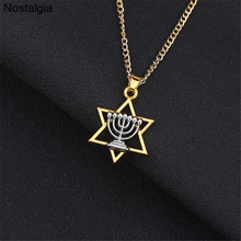 Nostalgia 10Pcs Menorah Star Of David Religious Jewish Pendant Judaica Magen Men Necklace Hebrew Israel Mitzvah Hanukkah Jewelry 2024 - buy cheap