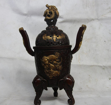 song voge gem S1576 16 China Bronze Copper Dragon Foo Dog Lion Fu Bat Elephant Incense Burner Censer 2024 - buy cheap