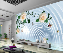 Custom landscape wallpaper, 3D rose for the living room bedroom TV background wall waterproof wallpaper 2024 - buy cheap