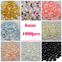 Size 6mm Multi Half Round Pearl Bead Flat Back beads Scrapbook for Craft Pick color DIY Nail Art Phone Decoration 1000pcs/lot 2024 - buy cheap