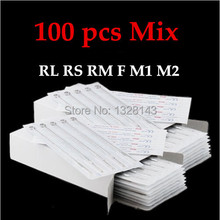 Freeshipping 100PCS Assorted Size Disposable Sterile Tattoo Needles For Tattoo Machine Gun Ink Cups Tips Kits 2024 - buy cheap