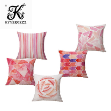 Nordic Minimalist Geometry Pink Leaves  Printing Home Decor Sofa Car Seat Decorative Cushion Cover Pillow Case Capa Almofada 2024 - buy cheap