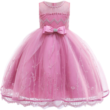 Summer children's embroidered lace tulle princess dress 2019 mesh children's party evening dress tutu G mesh gauze bow dress 2024 - buy cheap