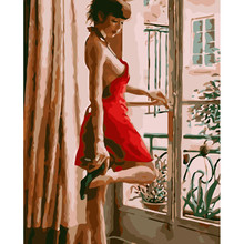 Figura de ventana de mujer Sexy DIY, pintura Digital por números, cuadro moderno sobre lienzo para pared, regalo único, decoración del hogar, 40x50cm 2024 - compra barato