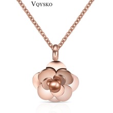 Hot fashion Rose Gold Color Stainless Steel women's necklace camellia necklace flower Choker necklaces 2024 - buy cheap