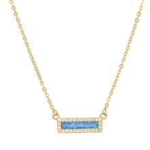 blue fire opal bar charm 925 sterling silver stick necklace simple minimal jewelry high quality 2024 - buy cheap